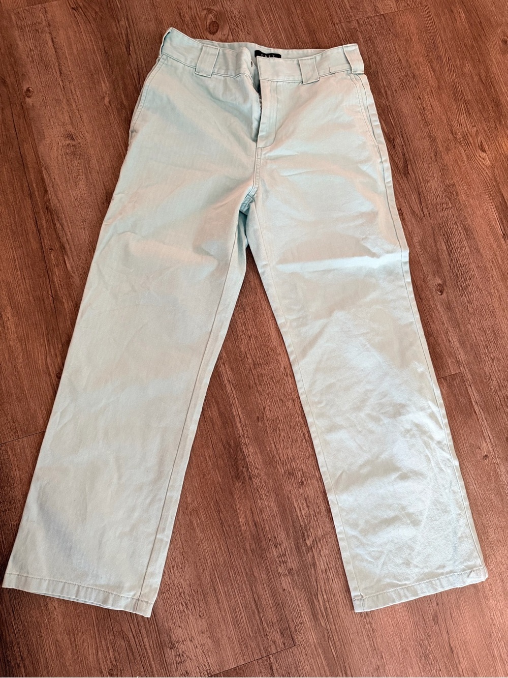 OBEY Women’s Organic Cotton Chino Pants Size 26 Mint Green Straight Leg Casual